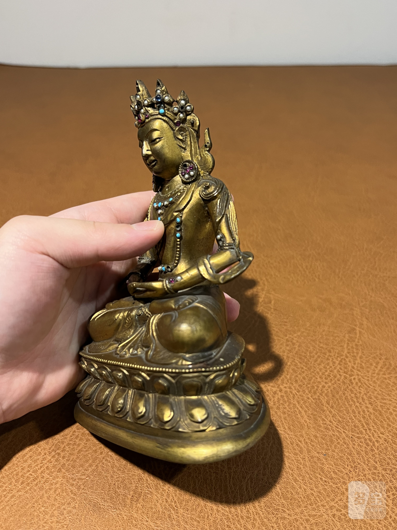 清乾隆 铜鎏金无量寿佛 - 图6